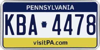PA license plate KBA4478