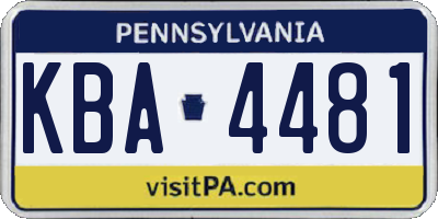 PA license plate KBA4481