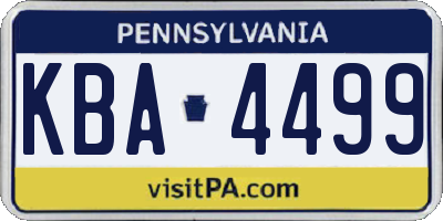PA license plate KBA4499
