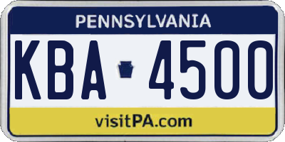 PA license plate KBA4500
