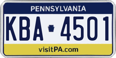 PA license plate KBA4501