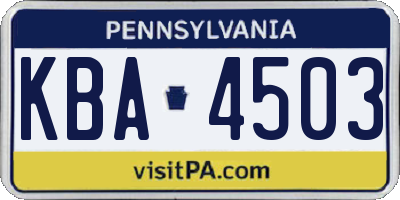 PA license plate KBA4503