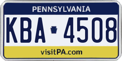 PA license plate KBA4508