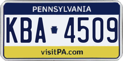 PA license plate KBA4509