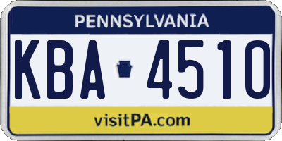 PA license plate KBA4510