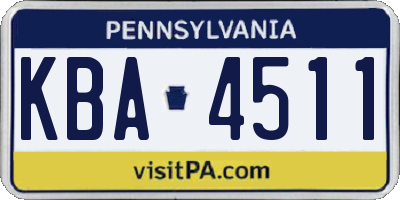 PA license plate KBA4511