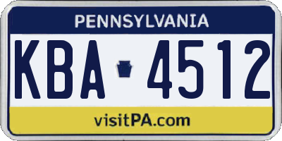 PA license plate KBA4512