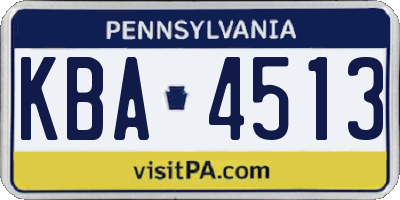 PA license plate KBA4513