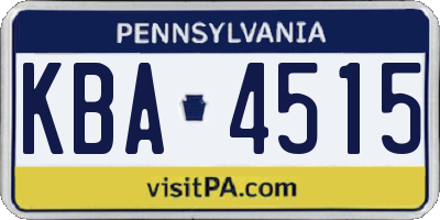 PA license plate KBA4515