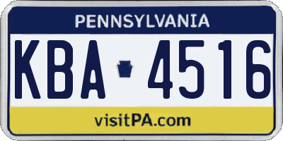 PA license plate KBA4516