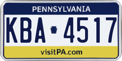 PA license plate KBA4517