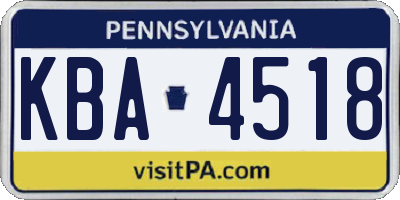 PA license plate KBA4518