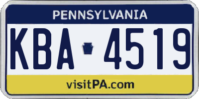 PA license plate KBA4519