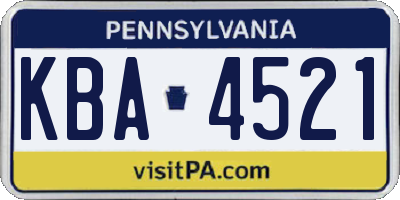 PA license plate KBA4521