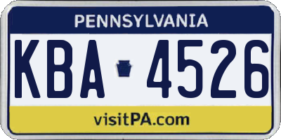 PA license plate KBA4526