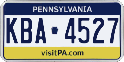 PA license plate KBA4527