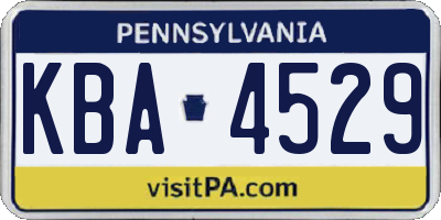 PA license plate KBA4529