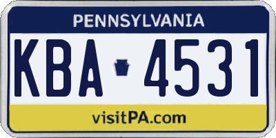 PA license plate KBA4531