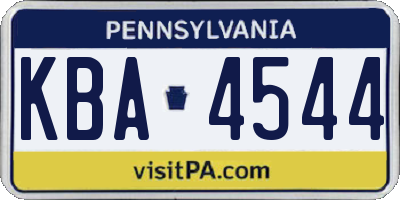 PA license plate KBA4544
