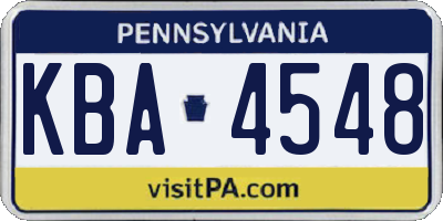 PA license plate KBA4548
