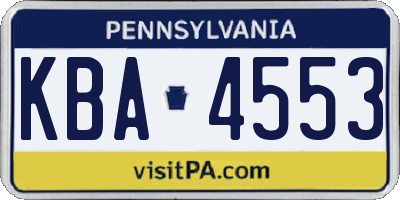 PA license plate KBA4553