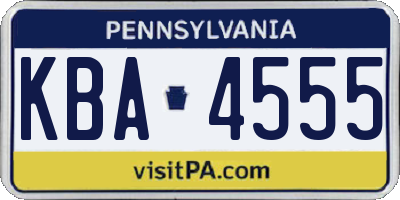 PA license plate KBA4555
