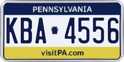 PA license plate KBA4556