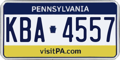 PA license plate KBA4557
