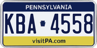 PA license plate KBA4558