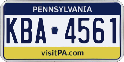 PA license plate KBA4561