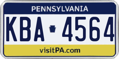 PA license plate KBA4564