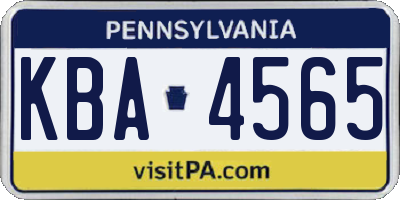 PA license plate KBA4565