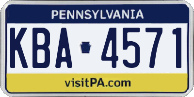 PA license plate KBA4571