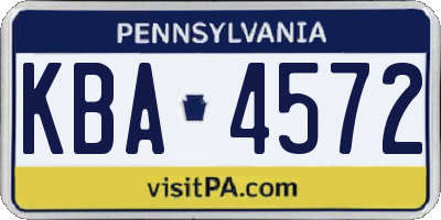 PA license plate KBA4572