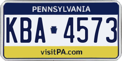PA license plate KBA4573