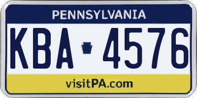 PA license plate KBA4576