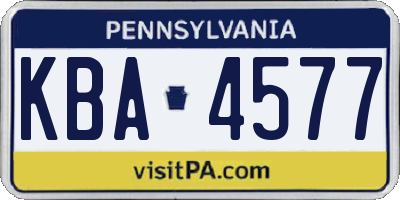 PA license plate KBA4577