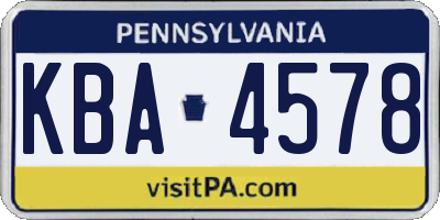 PA license plate KBA4578