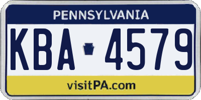 PA license plate KBA4579