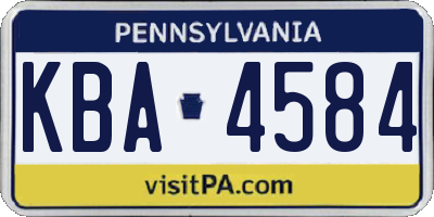 PA license plate KBA4584