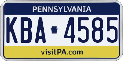 PA license plate KBA4585