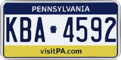PA license plate KBA4592
