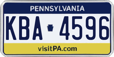 PA license plate KBA4596