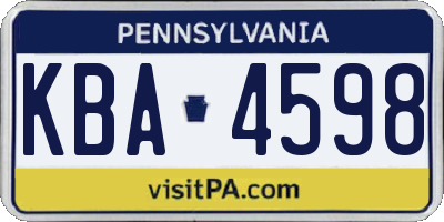 PA license plate KBA4598