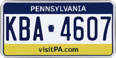 PA license plate KBA4607