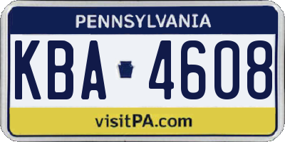 PA license plate KBA4608
