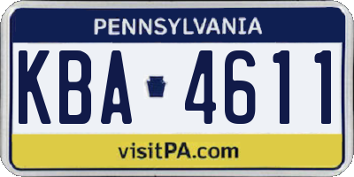 PA license plate KBA4611