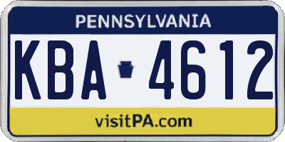 PA license plate KBA4612