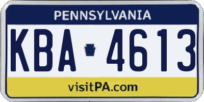 PA license plate KBA4613