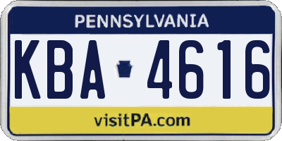 PA license plate KBA4616